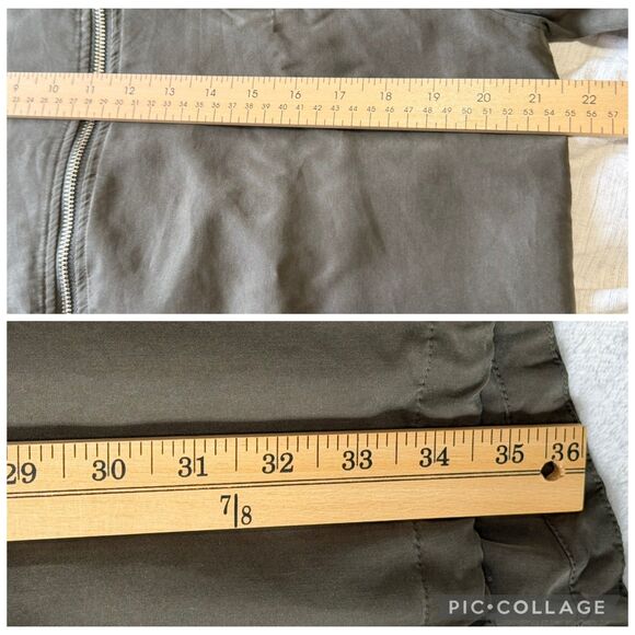 Divided H&M Women's L Olive Green Light-weight Long Full Zip Bomber Jacket - Picture 14 of 16